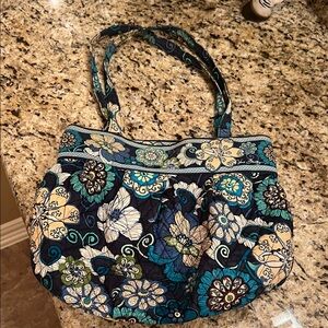 Vera Bradley Blue and Cream Floral Shoulder Bag